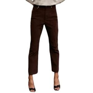 NWT Thakoon Womens Corduroy Straight-Leg Pants Brown Size 8 Designer Minimalist